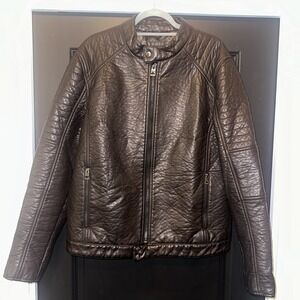 GUESS Los Angeles Faux Leather Moto Jacket‎ Dark Brown Size XL